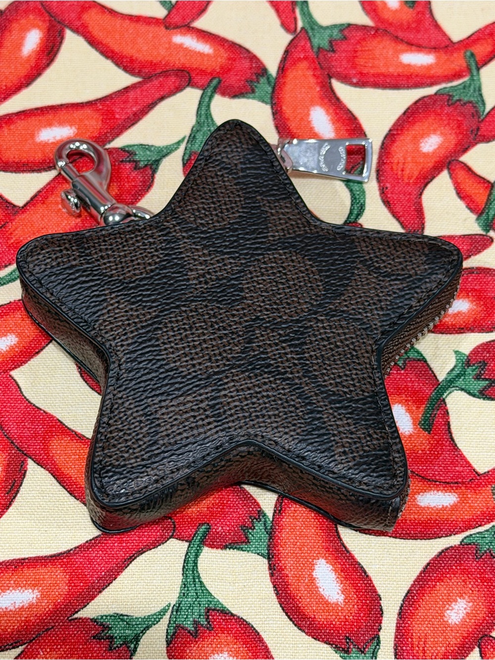 Coach Brown Star-Shaped Leather Key & Card Holder